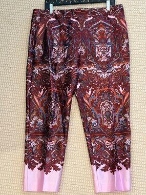 J.Crew COLLECTION Silk Trousers Pants Bottoms NEW NWT Size 12 Pink wine paisley